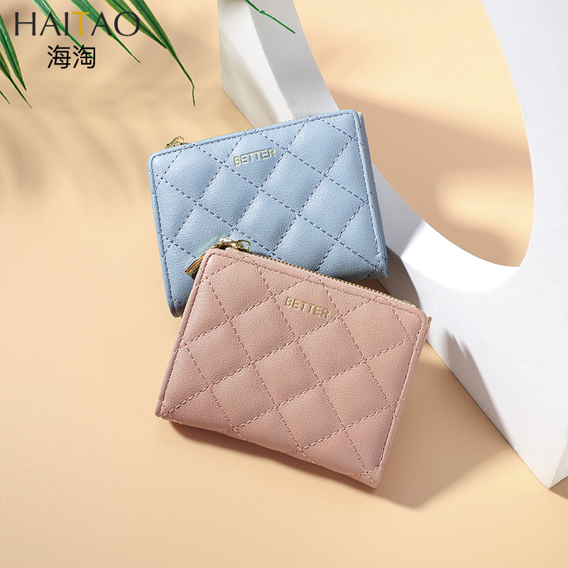 Nueva billetera de gran capacidad simple billetera de mujer billetera de color sólido corto monedero con cremallera de alta calidad para mujer