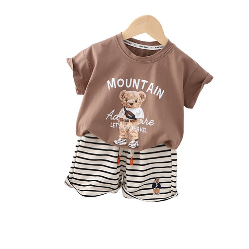 Boys summer cartoon suit short-sleeved  new children's summer clothes sports two-piece set for small and medium-sized children cross-border