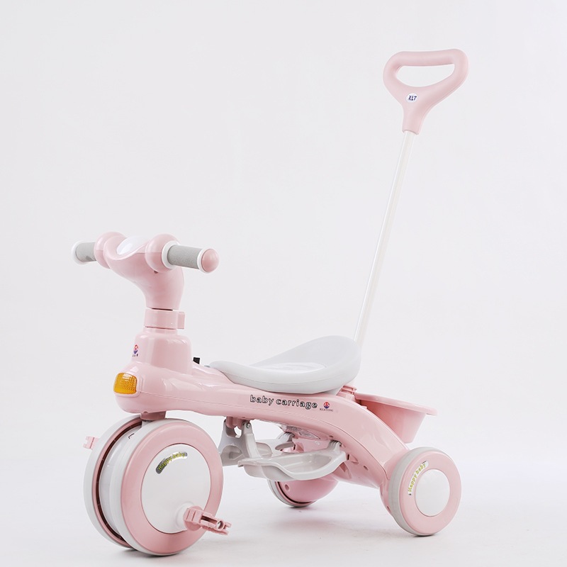 Triciclo de Empuje para Niños de 1 a 6 Años de Plástico con Barandillas y Toldo