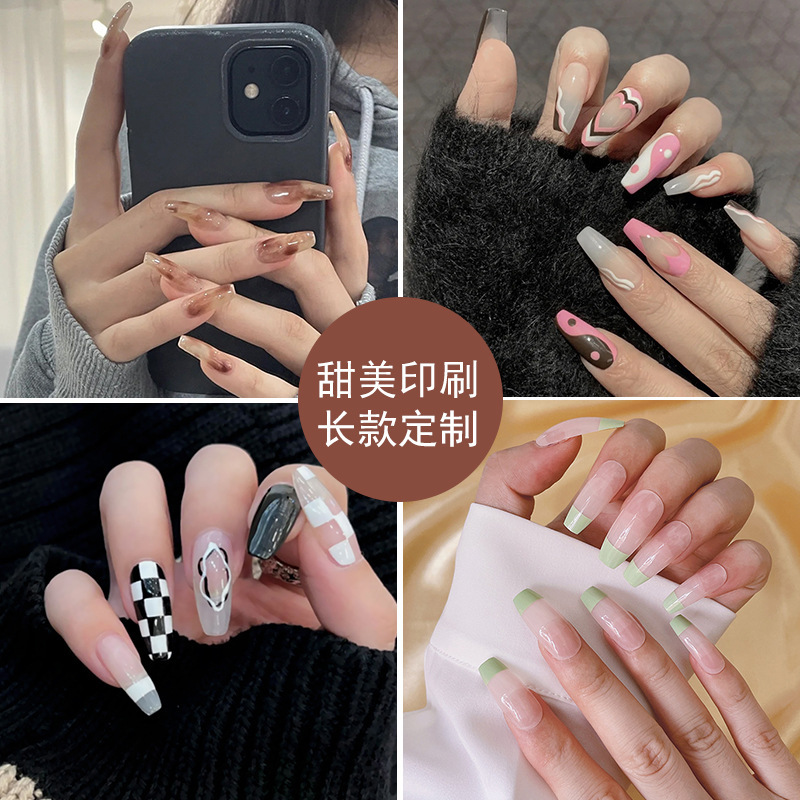 Wear armour handmade long ins Wind nail nail nail piece girl cute fake nail patch custom wholesale