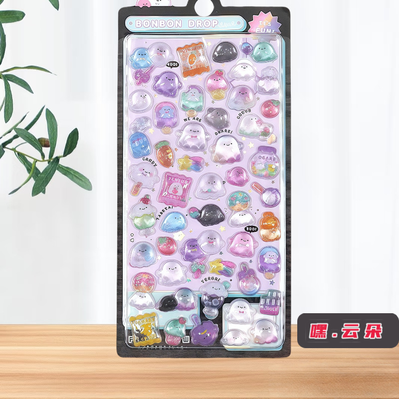 Dibujos animados cristal 3D estereoscopio relieve acrílico diamante pegatinas gemas para niños niñas decoración de teléfonos móviles