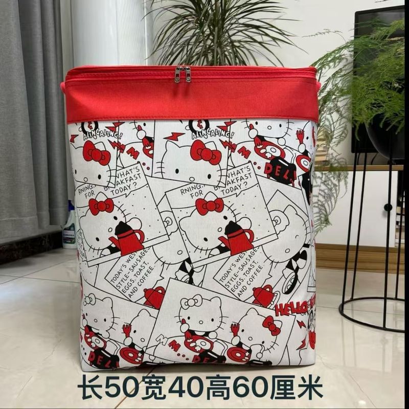 120升hellokity收纳箱三层加厚可折叠装被子衣服收纳防水防潮|undefined