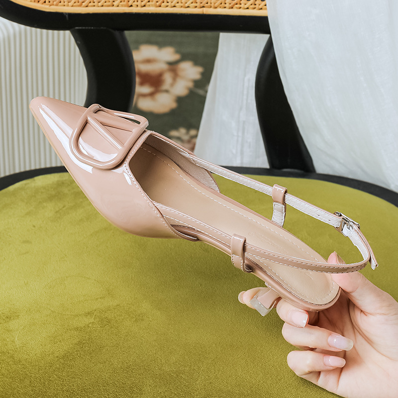 Grape Momstudiolee 2025 Summer New French Pointed Toe Shoes High Heel Back Hollow Stiletto Sandals for Women