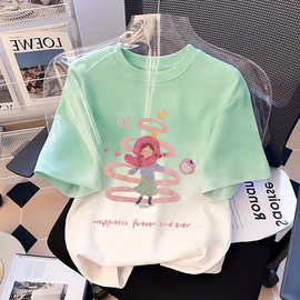 俏妮卡短袖t恤儿童夏装扎染印花衣服女孩纯棉ins潮宝宝上衣童装潮