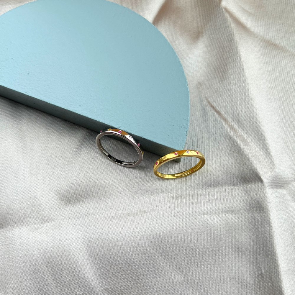 Fashion Solid Color Sterling Silver Plating Inlay Zircon Rings 1 Piece