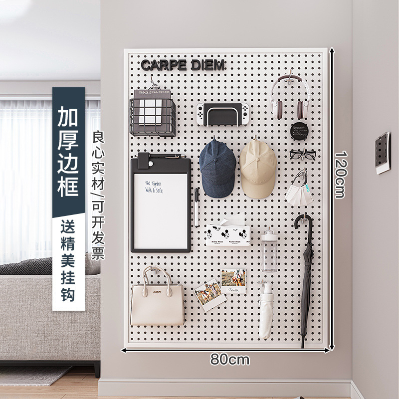 Estante de tablero de agujeros Estante de almacenamiento sin agujeros en la pared de agujeros redondos Estante de exhibición de tablero de agujeros en la pared de acero inoxidable