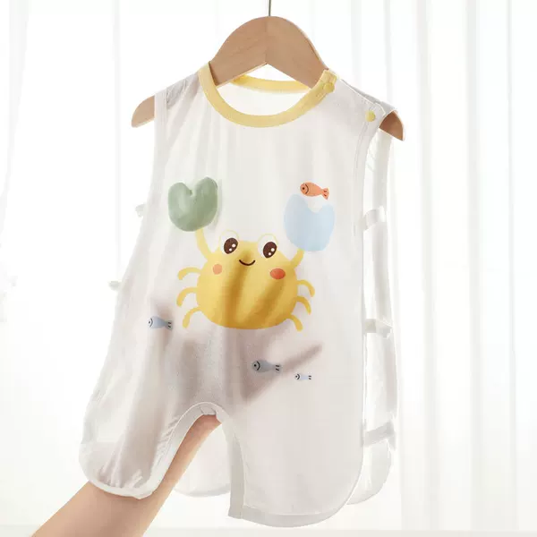 Summer Baby Sleeveless Pipa-Style Thin Cool Vest Newborn Romper Casual Cartoon Jumpsuit