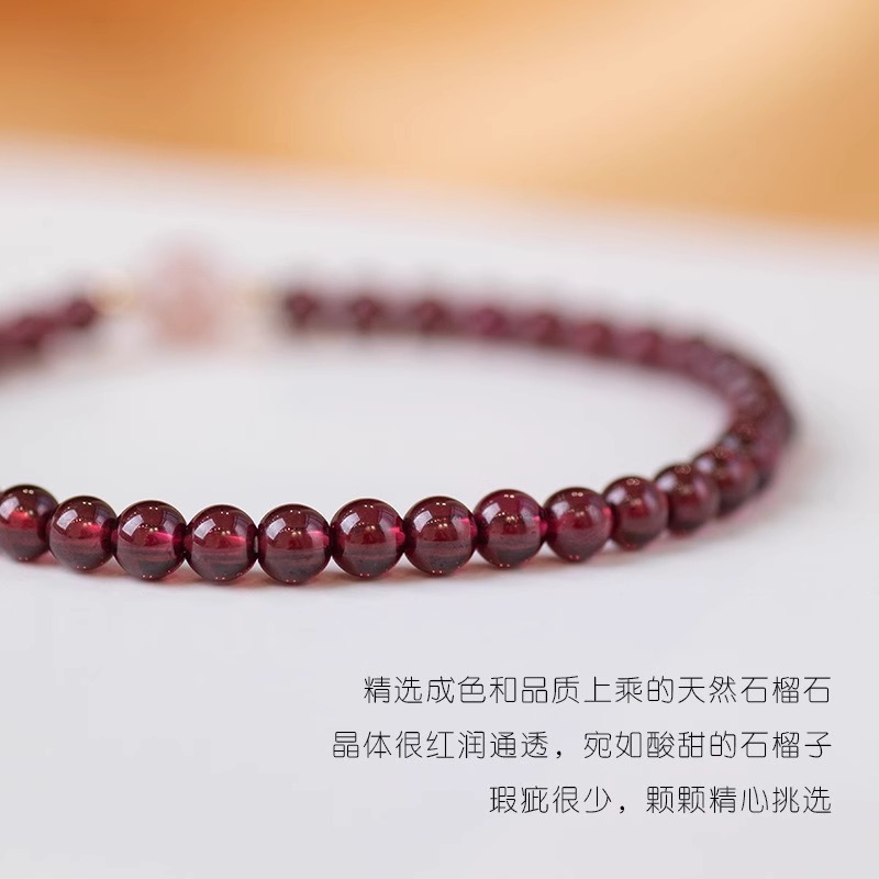 天然ワインレッドの本物のガーネットブレスレット、女性用ストロベリークォーツの運命を変えるビーズブレスレット、女性用多層クリスタルブレスレット|undefined