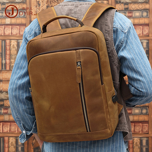 New genuine leather shoulder bag for men 15.6 inch retro computer bag mad cow leather large capacity travel shoulder bag for men 