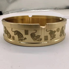 黃銅百福五虎煙灰缸五虎臨門擺件創意禮品香煙收納容器辦公擺件