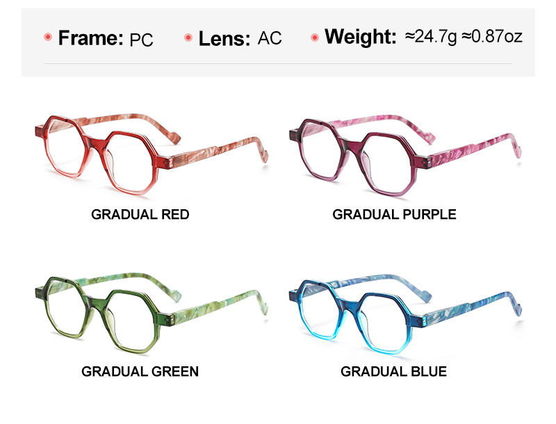 Gradient Retro Polygonal Men's Reading Glasses Personalized Frames_voghion.com