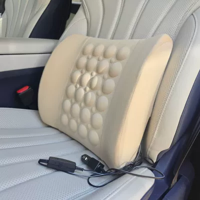 Waist support, Car Memory Foam Electric Lumbar - birds-eye-cloth-beige-belt-12v-electric