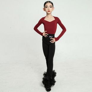 FAZ Spring and Summer Children's Online Popular Latin Practice Clothes Girls Practice Lace Pants Children's Performance Dance Latin Dance Clothes