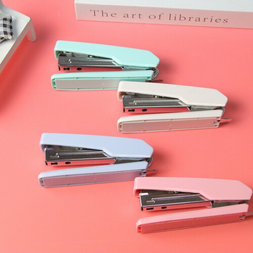 Macaron Color Series No. 10 Stapler High-Quality Morandi Stapler Office Supply Binding Machine with Nail Punch