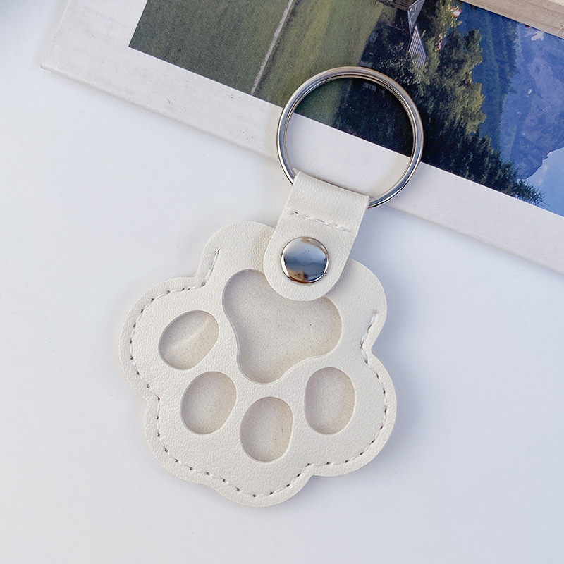猫の足跡キーホルダーペットの毛 PU 収納袋ポータブル足跡キーホルダーペンダント猫と犬のペット用品|undefined