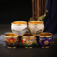 Colorful Treasure Pot Yellow Copper Oil Paint Hundred Happiness Jar Rice Pot Office Home Creative Craft Wealth Accumulating Shelf Decor Gift