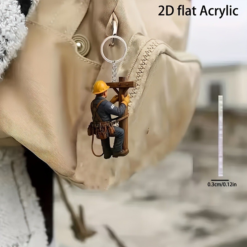 2026 Cross-Border Acrylic Wire Repairman Keychain Backpack Accessories Mobile Phone Pendant Car Home Keychain