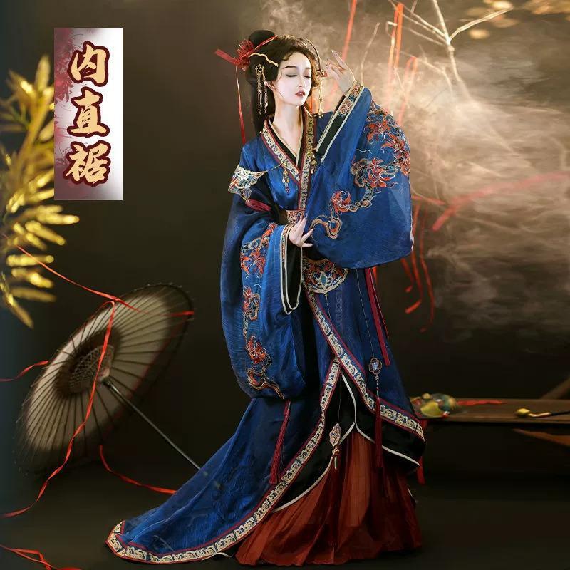 オリジナル漢服女性の戦国ローブ [蛇の精霊] 魏、晋、南北朝中国風の妖精の襟古代衣装ストレート裾|undefined