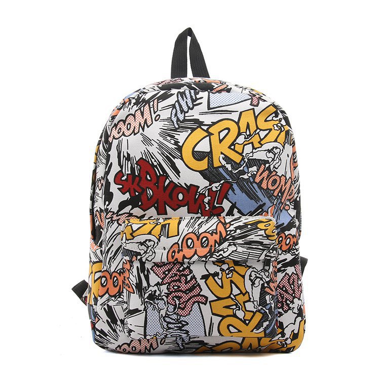Mochila Graffiti, mochila ligera de lona para estudiantes de primaria y secundaria, mochila escolar de gran capacidad, diseño personalizado de estilo nacional para hombres y mujeres