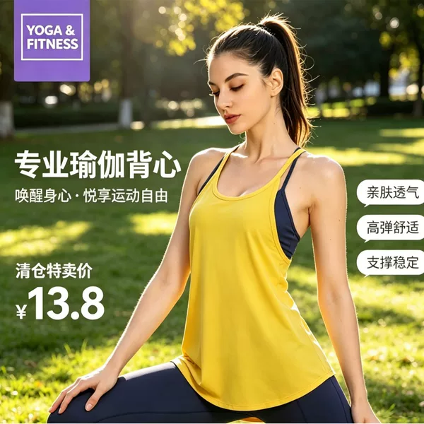 Clearance Sale: Loose Fit, Beautiful Back Design, Moisture-Wicking, Breathable Yoga Sports Fitness Women's Sports Tank Top Vest
