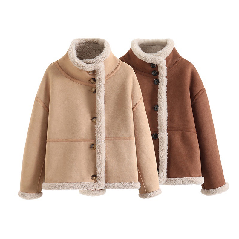 Large factory orders ~ double-sided wearable motorcycle clothing lamb suede imitation fur one thick warm coat women