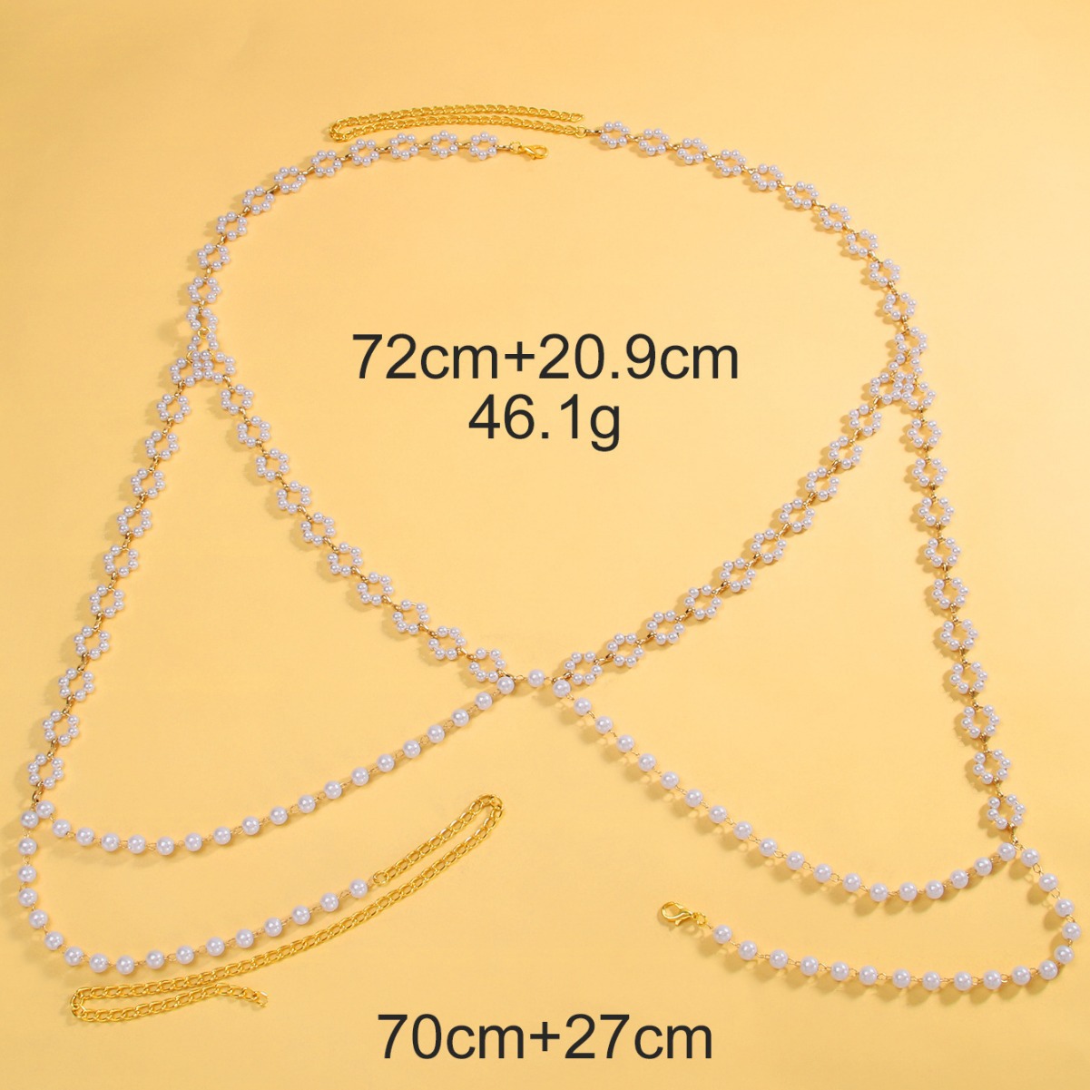 Europa y América nuevas flores de perlas cadena de pecho sexy bikini cuello accesorios cadena de cuerpo