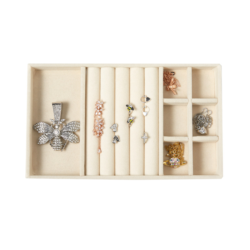 Bandeja de almacenamiento de joyas Bandeja de franela Pendientes Anillo Collar Caja de almacenamiento Caja de joyería Soporte