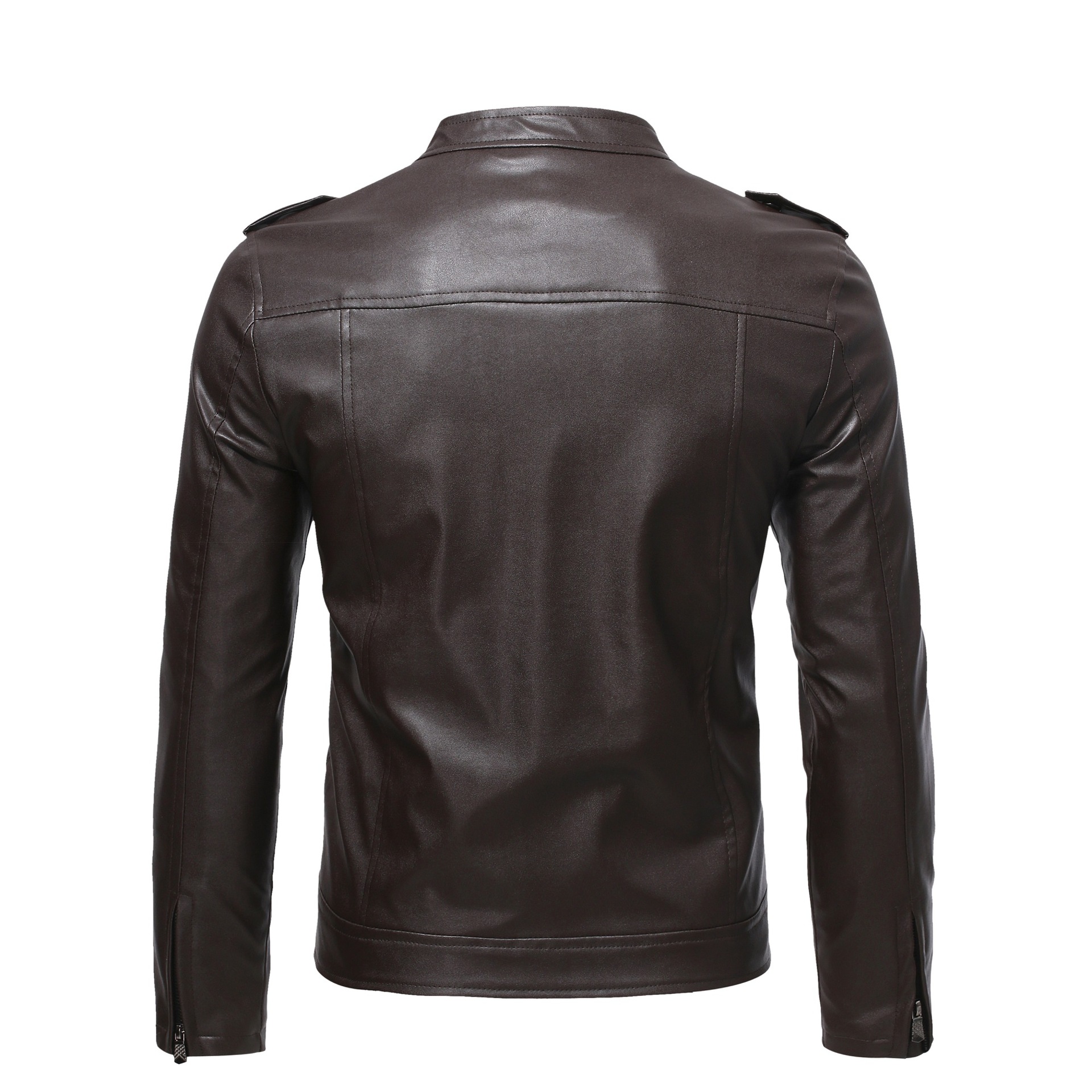 Men's autumn and winter new leather jacket fashionable business trend stand collar motorcycle leather jacket work jacket_voghion.com
