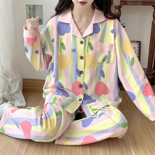 plus size 300kg monthly clothing summer thin pregnant women postpartum pajamas women nursing clothes spring and autumn suit 23118-6