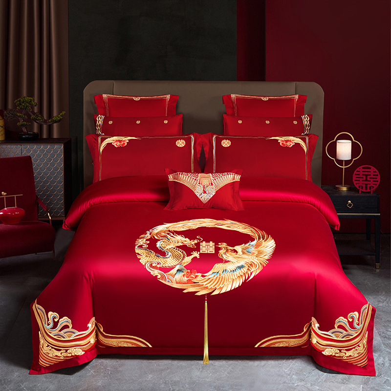 Kolaike Home Textile Wedding Bedding New 140 Light Luxury Long-staple Cotton Wedding Four-piece Set Multi-piece Set