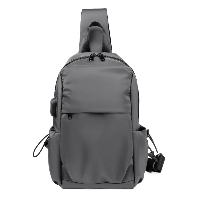 2021 primavera nueva bolsa de pecho gris poliéster carga USB Tablet ordenador bolso de hombro bolso crossbody al por mayor fábrica