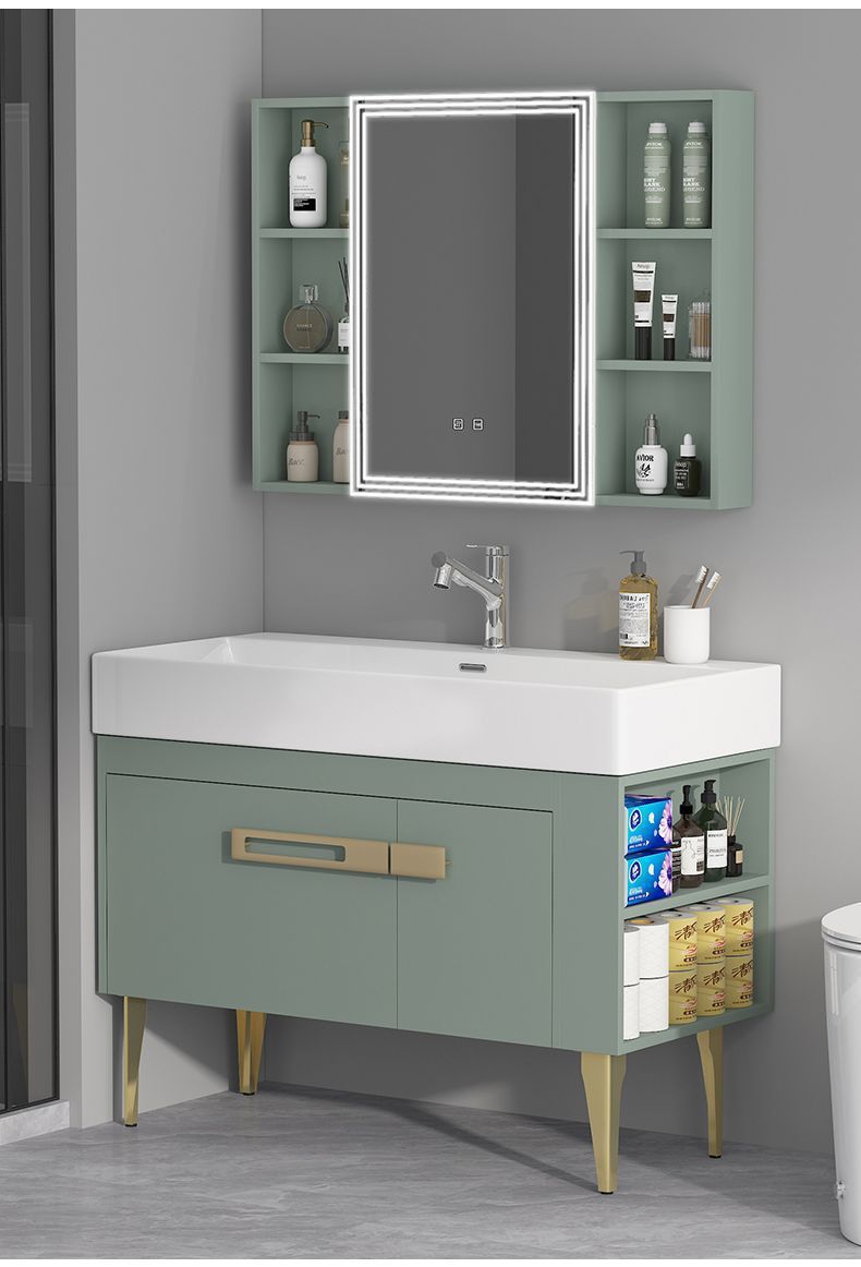 Light luxury bathroom cabinet set with washbasin, modern floor-standing washbasin with side cabinet, smart bathroom cabinet new style, simple and elegant undefined