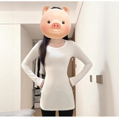 白色中长内搭打底衫女款2025新款秋冬季薄上衣韩系早秋氛围感穿搭