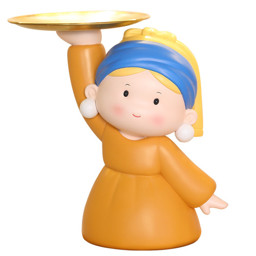 Cartoon light luxury high-end tray decoration entryway key storage resin desk decoration ornament corporate gift