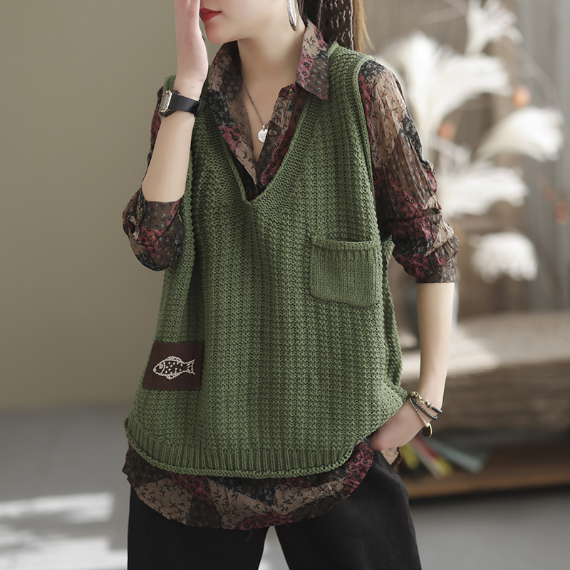 Chaleco de las mujeres de punto Chaleco de las mujeres ropa de primavera 2024 nuevo popular estilo Chanel suéter estilo occidental Chaleco corto image 3