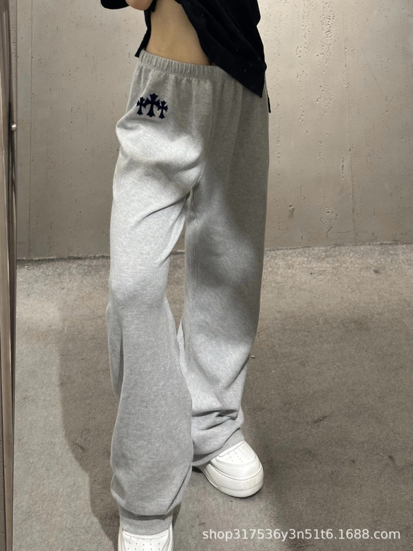 秋冬新款设计感克罗伈运动长卫裤女美式休闲洋气设计感直筒裤潮|undefined