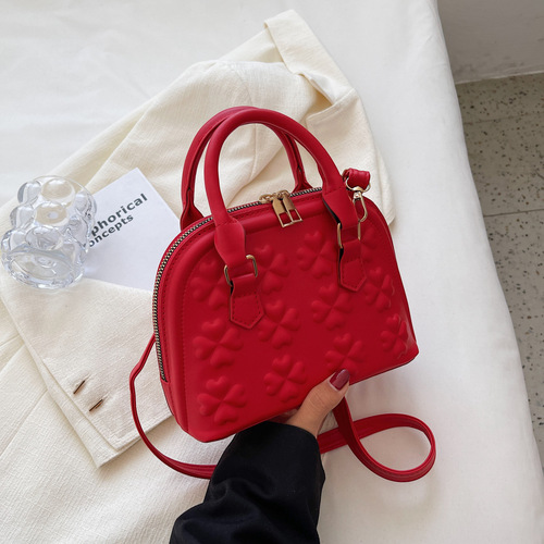 Shell bag 2024 new ins new fashion women's bag shoulder bag hand carry soft leather large capacity crossbody bag