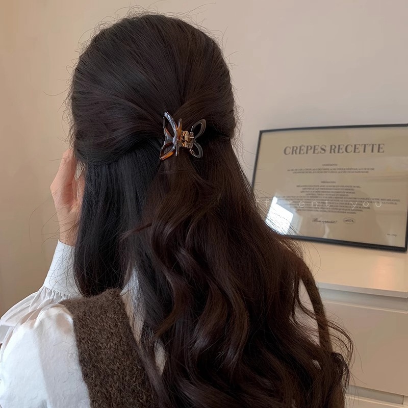 butterfly loose clip small jaw clip clip hairware female 2024 new high sense barrettes back head shark clip hair accessories