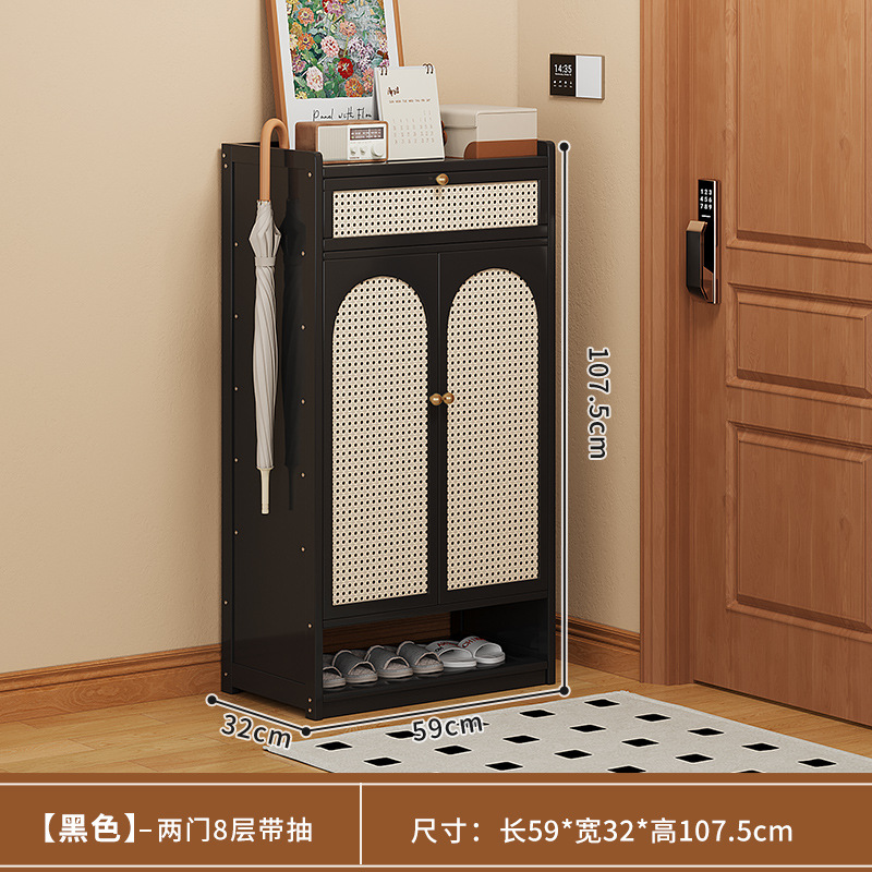 서랍이 있는 검정색 이중 문 8층