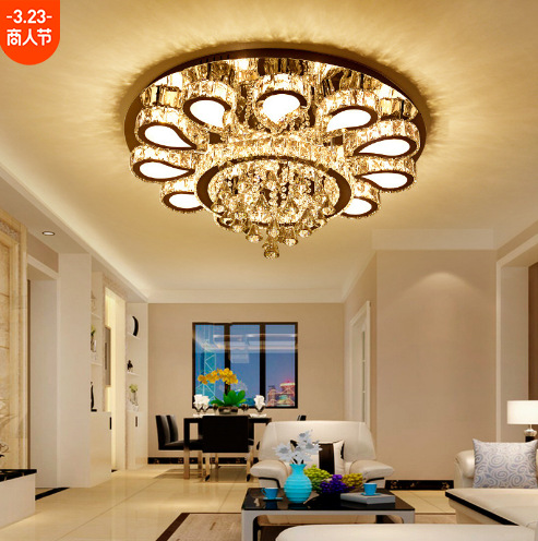 Crystal Ceiling Lamp Round Living Room Crystal Lamp Wire Cutting Romantic Bedroom Dining Room Lamp Modern LEDLamp