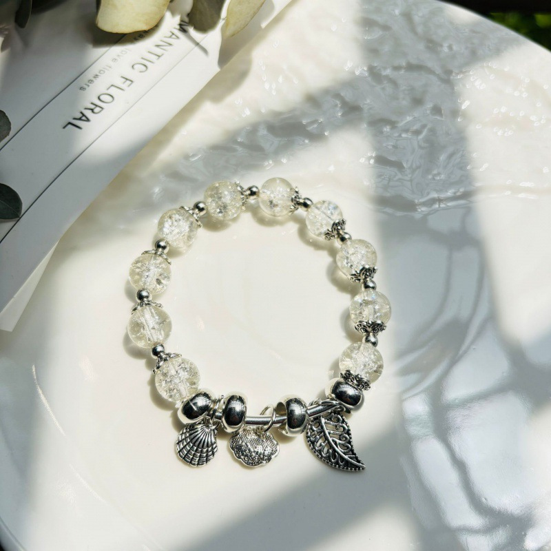 S056-화이트 쉘 잎 안전 버클 팔찌#SZ468용