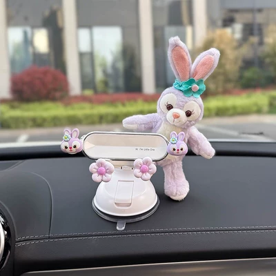 Star Dew Car Phone Holder for Dashboard Suction Cup Mount Navigation Linabell Female Premium Version (Car phone holder) - stellalou-purple-floral-bunny-white-phone-stand