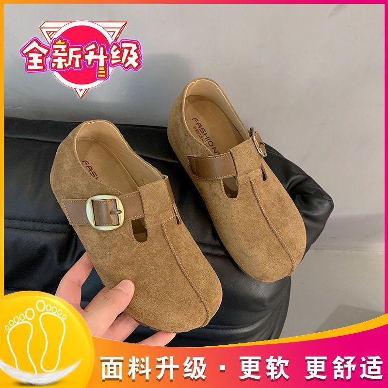 真皮厚底勃肯鞋女2025秋季新款韩版时尚百搭增高休闲鞋皮带扣单鞋|undefined