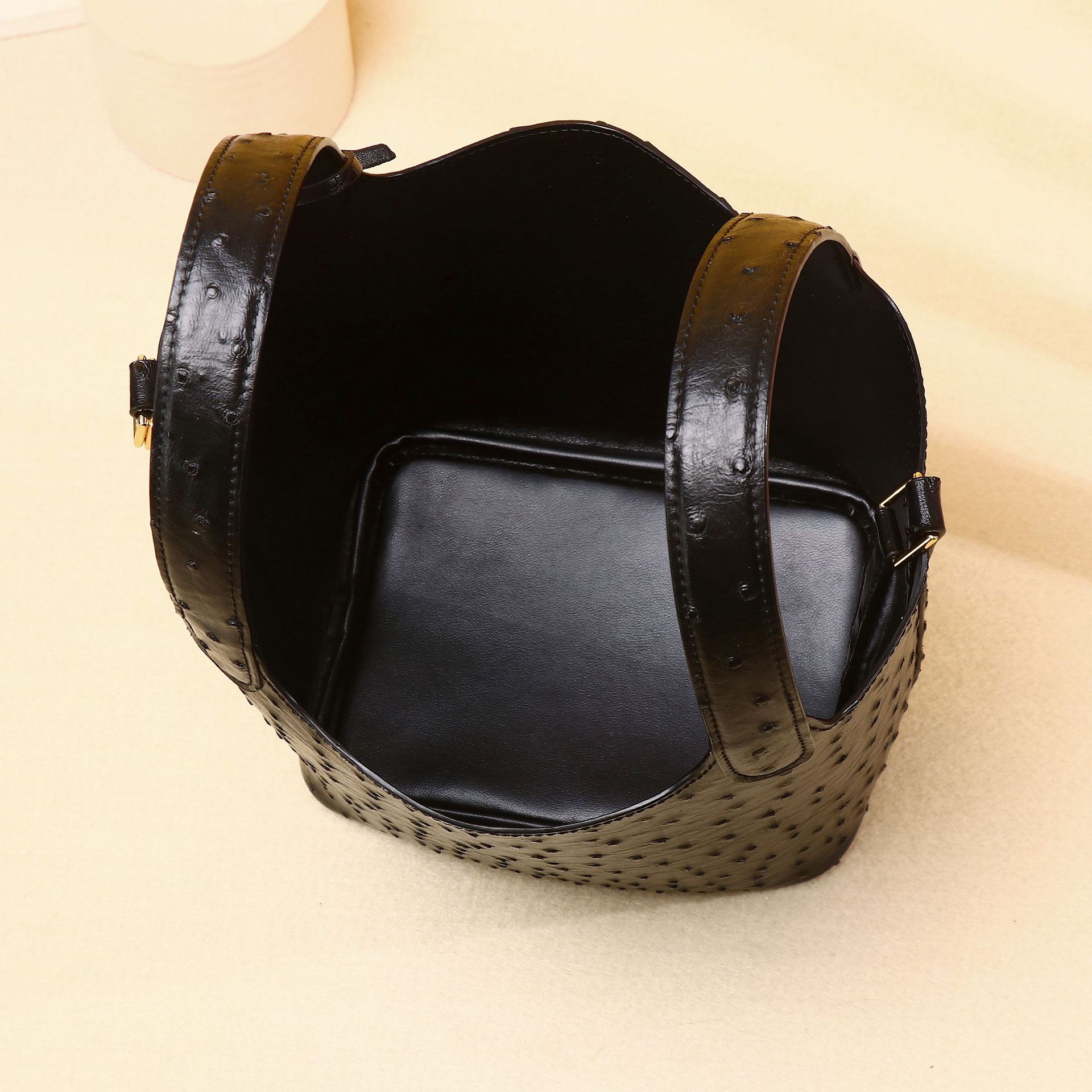 Túi bucket nữ mini họa tiết vân đà điểu, quai đeo chéo và xách tay đa năng