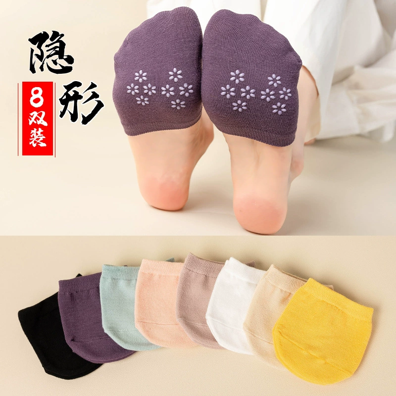 Носки на половину ладони, женские весенне-летние нескользящие носки с глубоким вырезом и мелким ртом, клеевые тапочки спереди, носки, полные невидимые носки на высоком каблуке