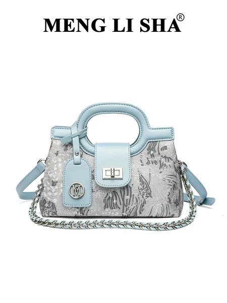 New Chinese-style embroidered chain bag, commuter handbag, Kelly bag, high-end light luxury women's shoulder and crossbody bag