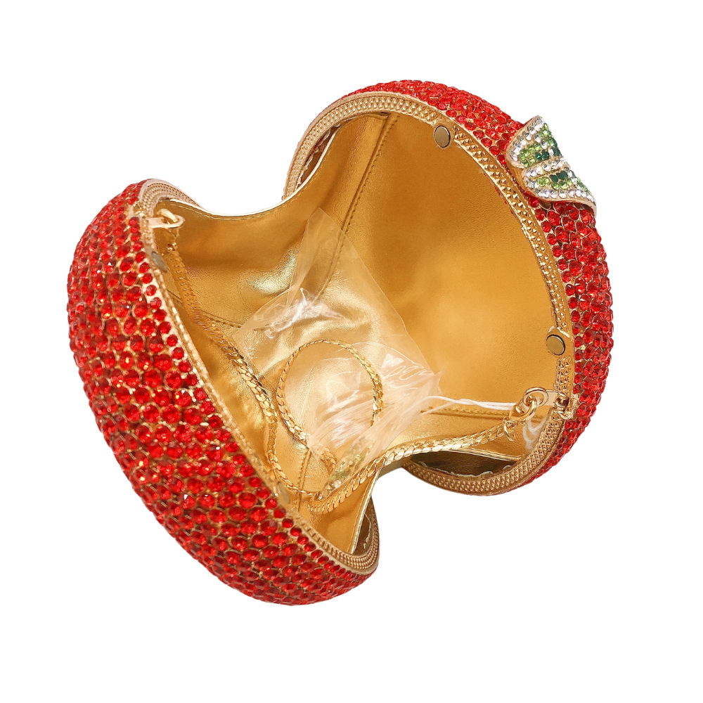 Apple stone evening bag, bolsas de cena de diamantes de manzana transfronterizas, bolsas de diamantes de mano de Nochebuena