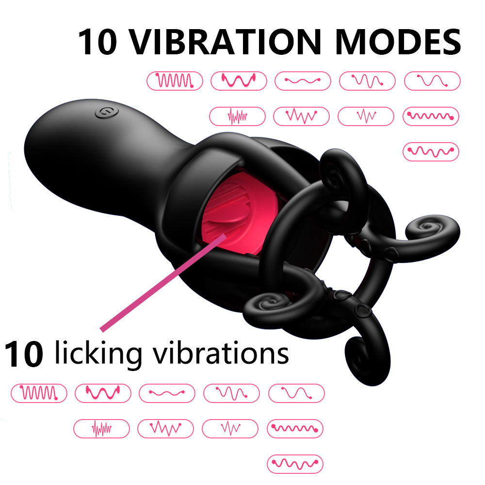 Tentacle Vibrating Penis Trainer Ring with 10 Frequencies and Tongue-Licking Prostate Stimulation — detail image 11
