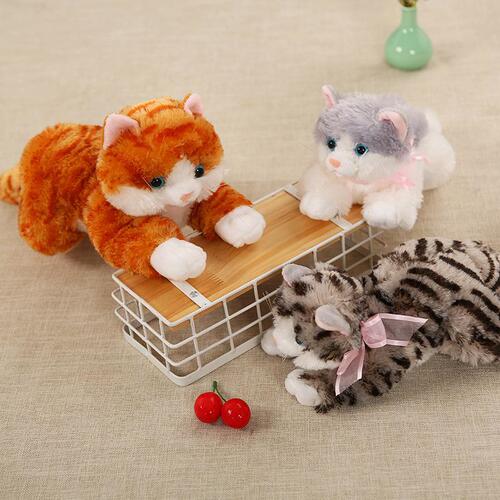 Can call simulation cat doll cute little lying cat plush toy children sleeping companion doll birthday gift