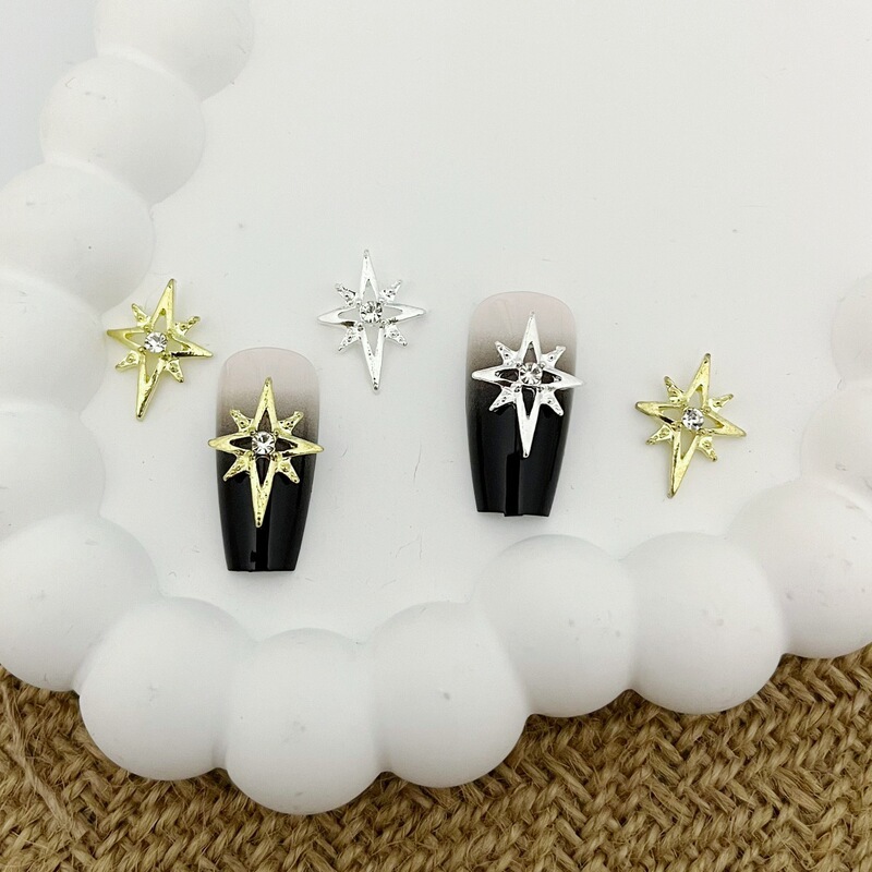 Cross-Border Nail Art Accessories DIY Alloy Hollow Starburst Nail Rhinestone Decorations Wholesale